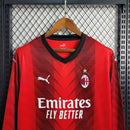 Camisa Milan Manga Longa Home 2023/24 - Puma Torcedor Masculina - Vermelha/Preta