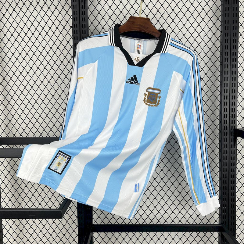 Camisa Argentina Titular 1998 - Versão Retro Manga Comprida