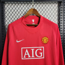 Camisa Manchester United Manga Longa Home 2007/08 - Nike Retrô Masculina - Vermelha/Branca