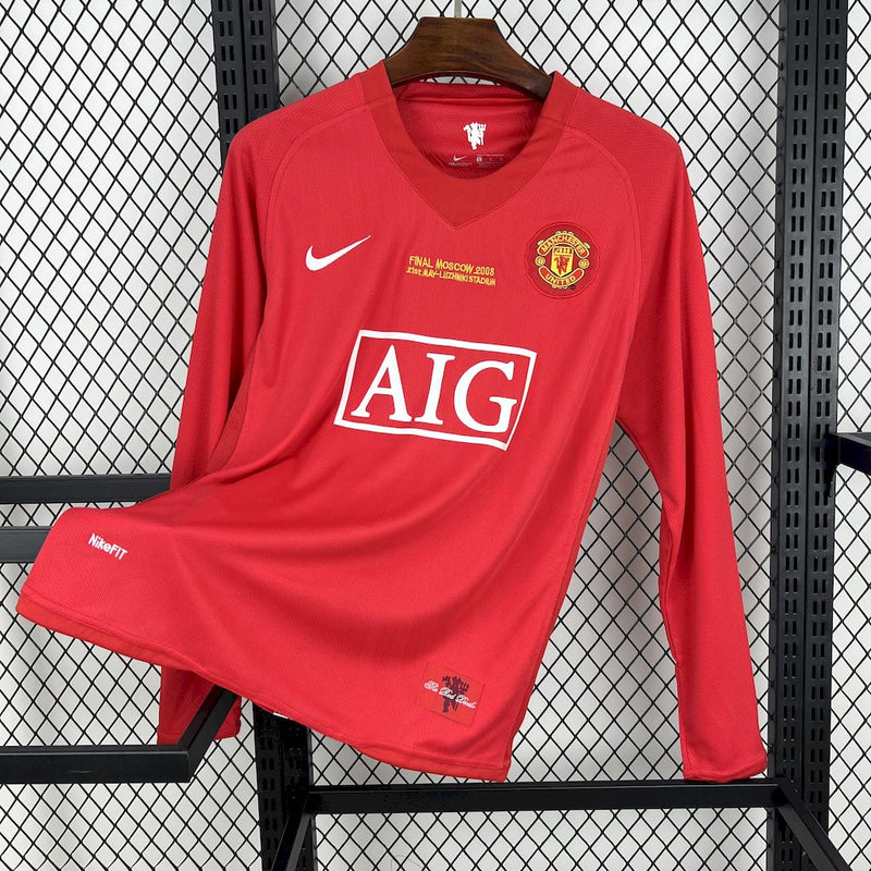 Camisa Manchester United Titular 07/08 - Versão Retro Manga Comprida