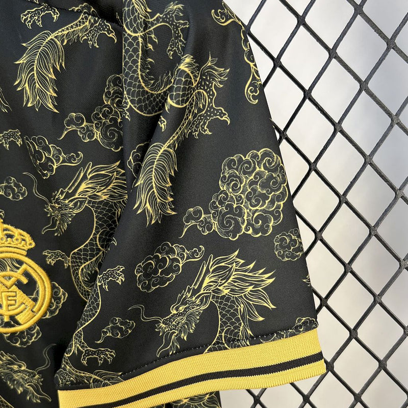 Camisa Real Madrid Black Golden Dragon Edition 25/26 - Torcedor Masculina